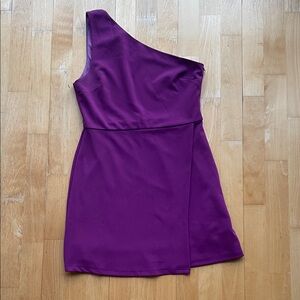 She + Sky Vibrant Purple One-Shoulder Dress